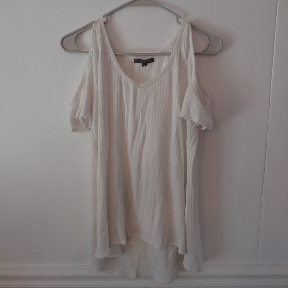 Matty M. White Knitted Cold Shoulder Tank Top